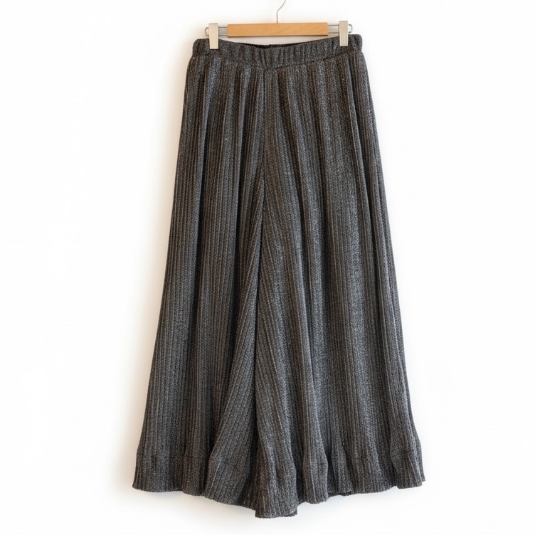 Endless Rose Silver Metallic Wide Leg Trouser Pants